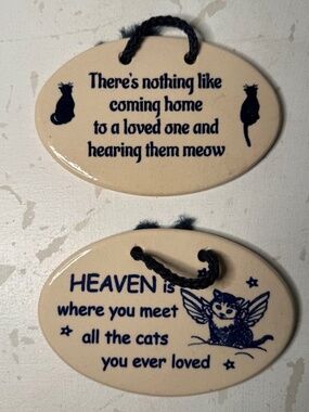 Mountain Meadows Pottery Cats Plaques Lot of 2 Handmade Wall Decor Cats Cat Mom